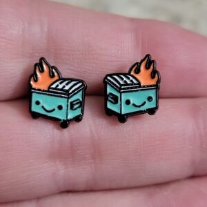 Cute Dumpster Fire Enamel Post Earrings